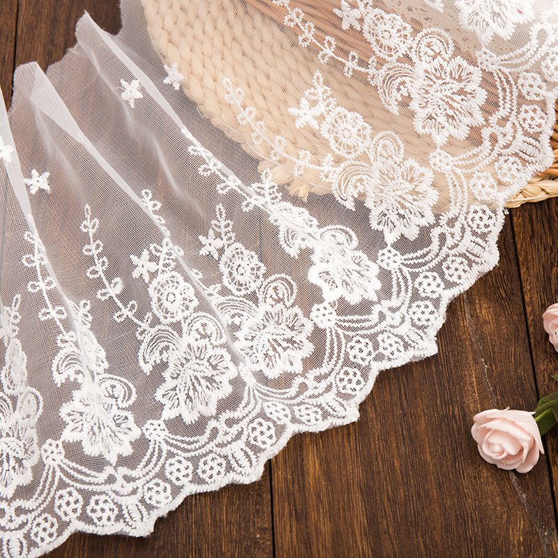 Fashion Design Flower Embroidery Lace Trimming Soft Mesh Lace Trim For Ladies Dress Clothes Embroidery