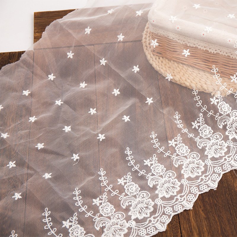 Fashion Design Flower Embroidery Lace Trimming Soft Mesh Lace Trim For Ladies Dress Clothes Embroidery