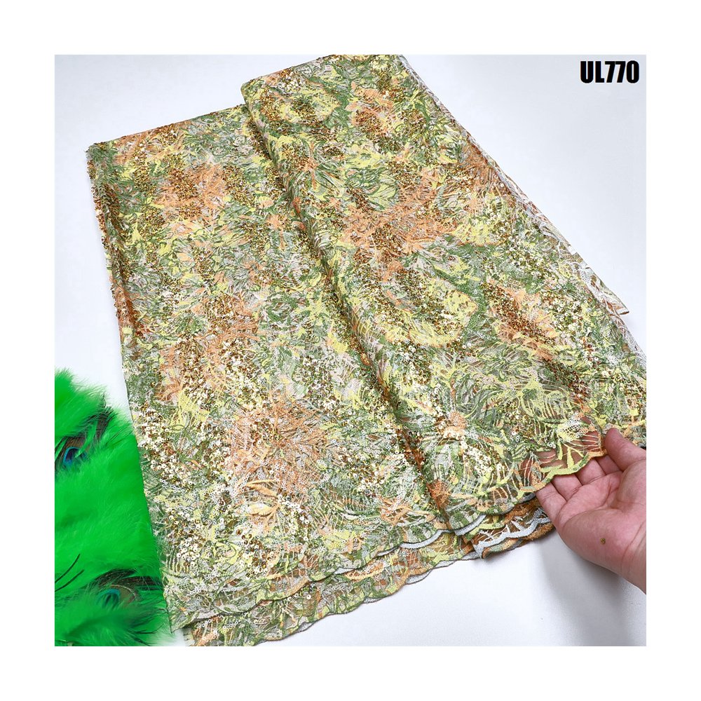 New fashion fabric african french lace embroidery fabric net sequin mesh fabric bridal wedding dress tulle lace women clothing