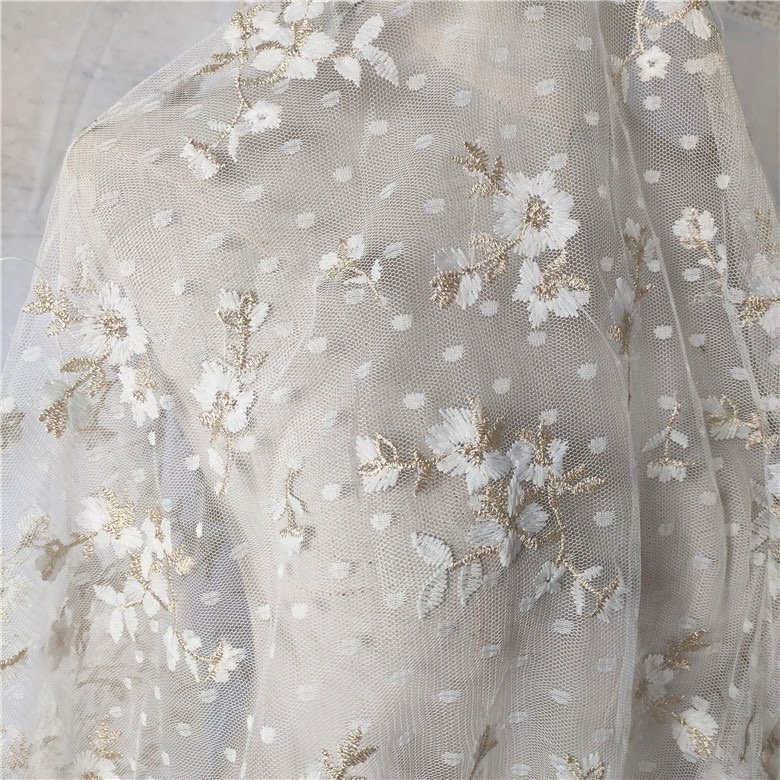 Factory Flower African Beaded Mesh Lace Fabric 2024 High Quality Nigerian Tulle Net Elegant Evening Dresses French Lace