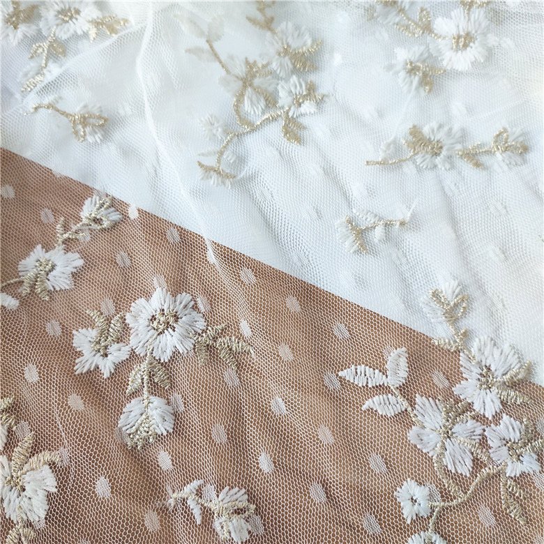 Factory Flower African Beaded Mesh Lace Fabric 2024 High Quality Nigerian Tulle Net Elegant Evening Dresses French Lace