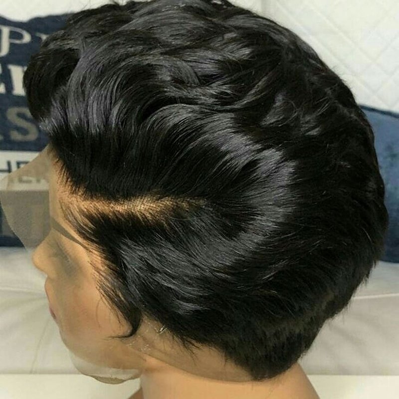 Short Bob Pixie Cut Wigs Straight Human Hair Wigs Pre Plucked Brazilian Virgin Hair Pixie Lace Front Wigs for Woman