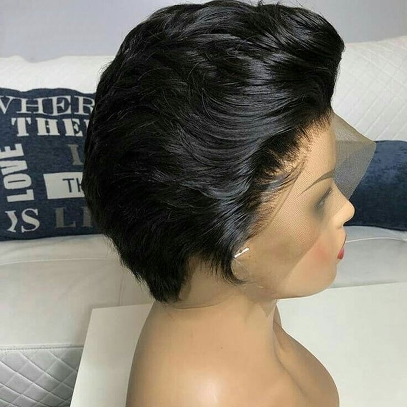 Short Bob Pixie Cut Wigs Straight Human Hair Wigs Pre Plucked Brazilian Virgin Hair Pixie Lace Front Wigs for Woman