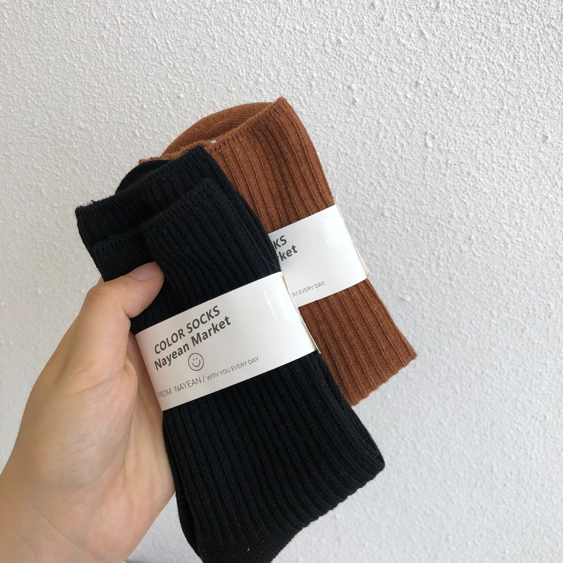 custom design logo colorful rib knitted sweater absorbent long sock cute high knee casual cotton women socks