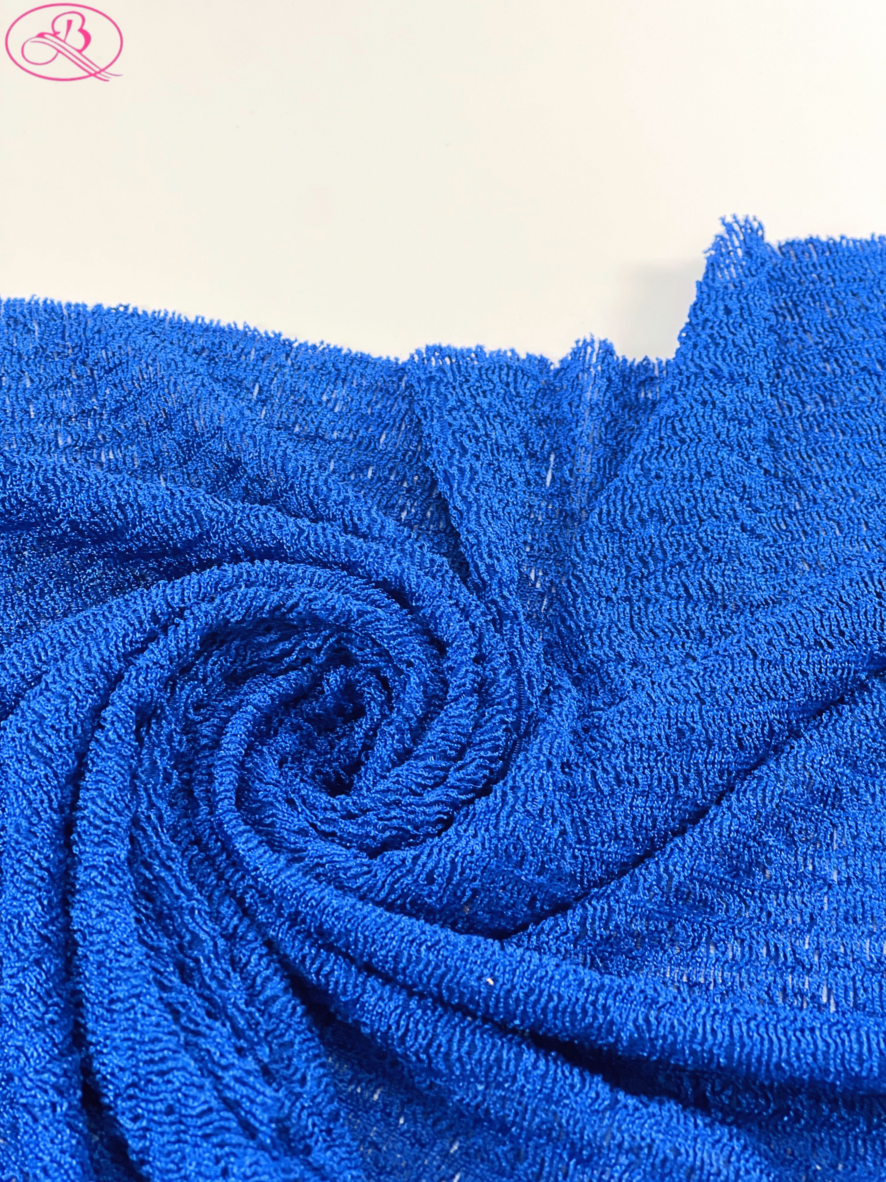 90%Polyester10%Spandex 4 Way Stretch jersey ribbed knit fabric mesh fabric for Dress Tops Swimwear Stretch Knitted Mesh Fabric