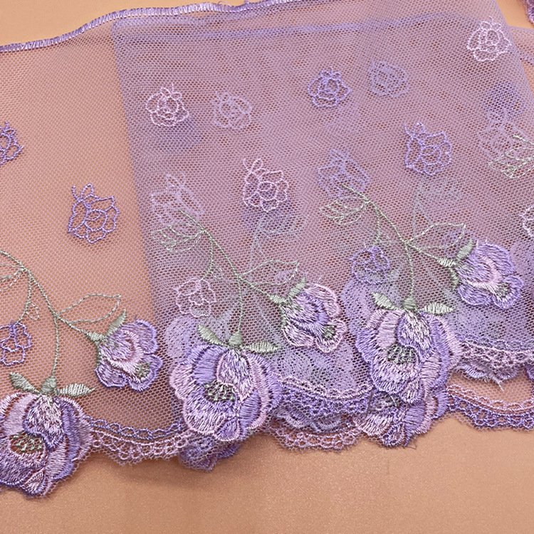 K1024 Elegant Cotton Fabric New Single-Sided Mesh Lace 3D Flower Embroidery Accessories for Clothing and Decoration