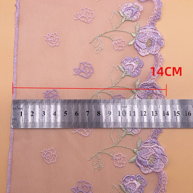 K1024 Elegant Cotton Fabric New Single-Sided Mesh Lace 3D Flower Embroidery Accessories for Clothing and Decoration