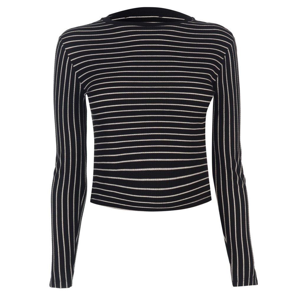Custom Women Summer Ribbed Scoop Neck Full Sleeve Crop Tank Top Fitted Casual Basic Blouse Shirt