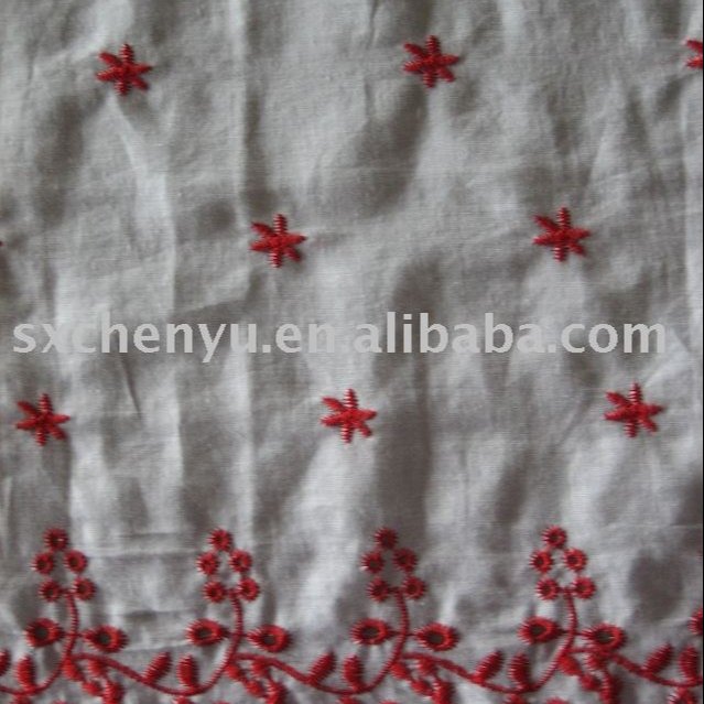 The Best Selling 100% Cotton Voile Hoop French Border Lace Yarn Dye Eyelet Embroidery Fabric