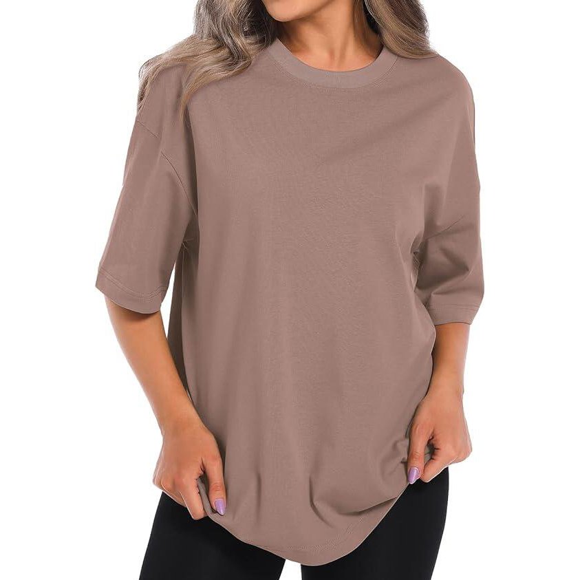 Wholesale oversize summer t shirt o neck solid 220gsm cotton short sleeve XXL embroidery women casual plus size t shirts