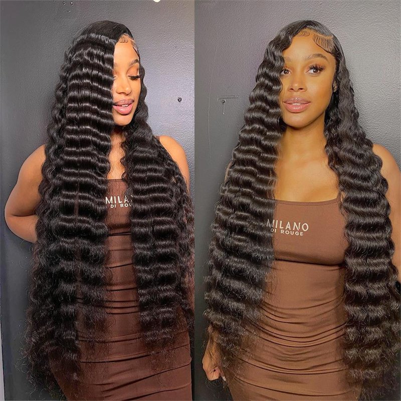 Hot sale deep curly raw indian hair wigs hd lace frontal wig deep wave frontal wig