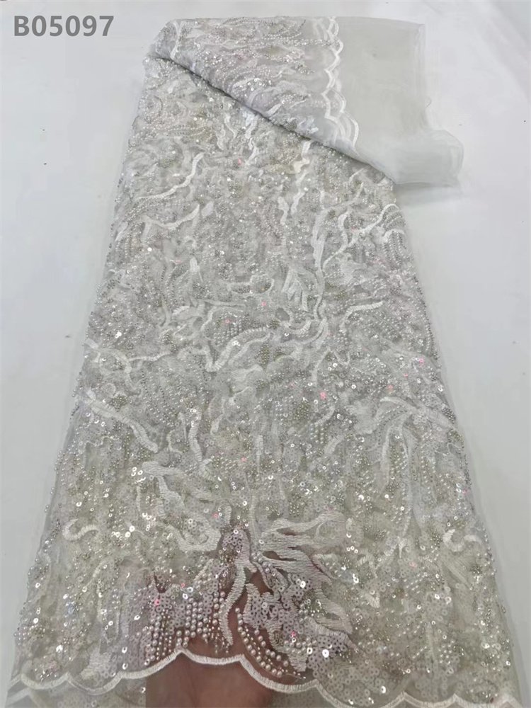 Fuchsia Pink Nigerian Lace Fabric Sequins Embroidery African Tulle Beaded Lace Bridal Fabric For Dress