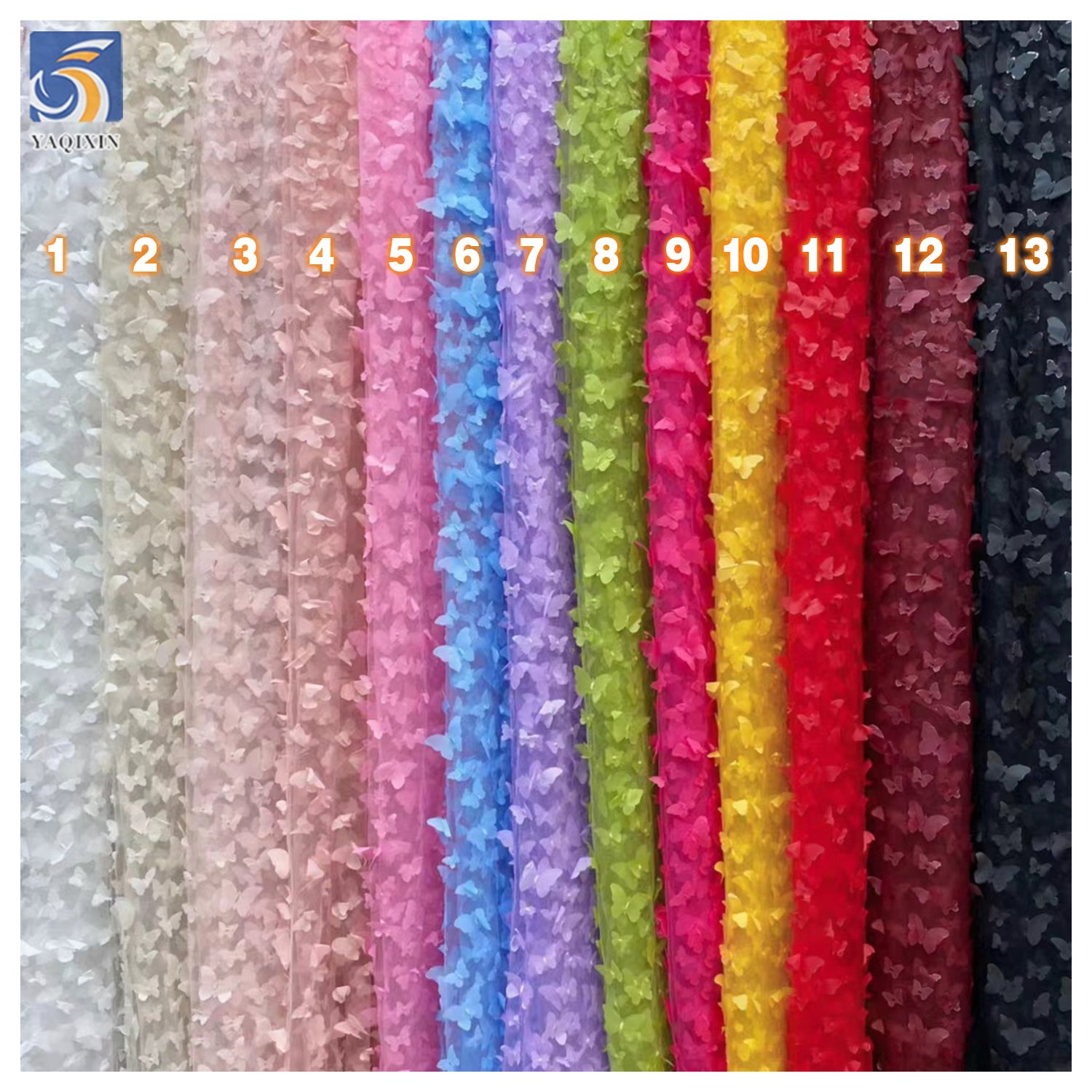Wholesale ready made 3D butterfly embroidery tulle lace fabric with advantageous price for girls clothing with zero MOQ