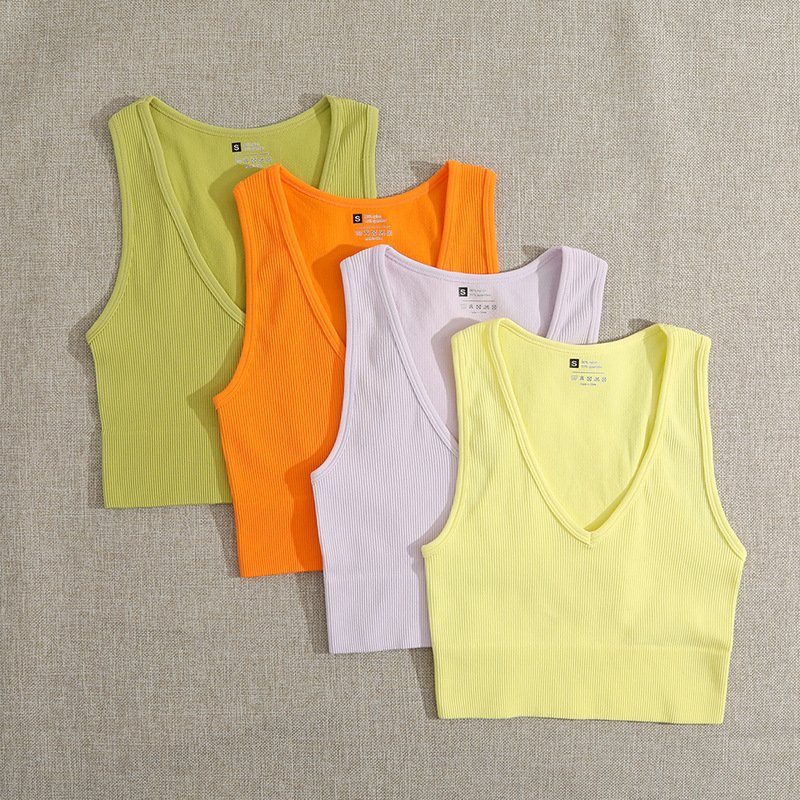sexy ladies customized fitness seamless sports tank top casual ribbed crop tops for women