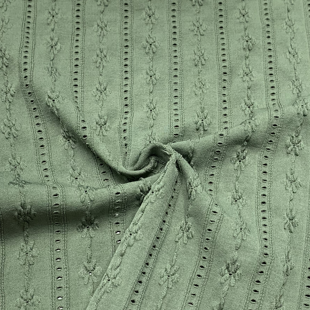 XA1993-T Flowery Design Knitted Mesh Jacquard Polyester Elastic Embroidery Fabric Solid Color Swimwear Fabric For sale