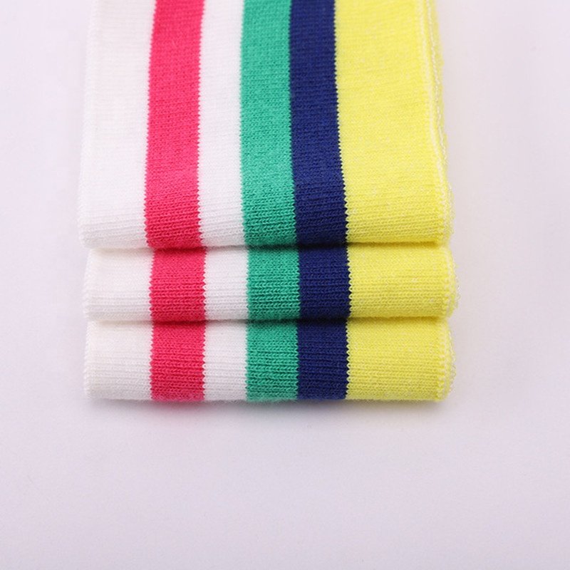 Rainbow knitted sweaters flat knit rib collar fabric