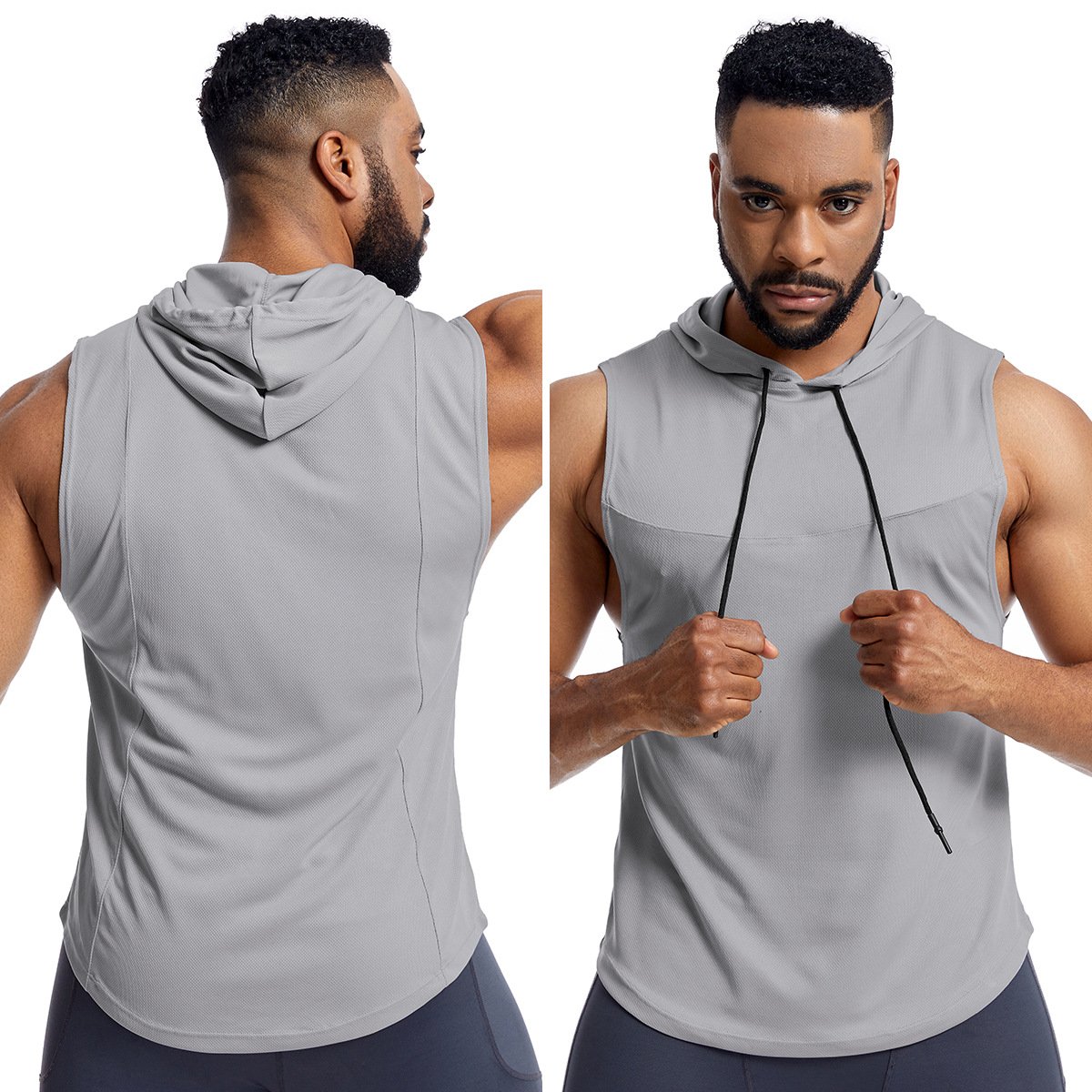 Loose Gym Wear Hooded Tank Top Men Workout Sports Fitness Gym Mesh Tank Top Men Gym Sleeveless Vest Tank Top StringersMen