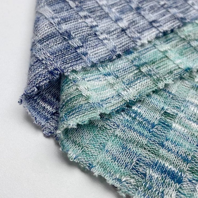 High quality ribbed rayon polyester spandex custom space dye wide 9*4 knit rib fabric for clothing
