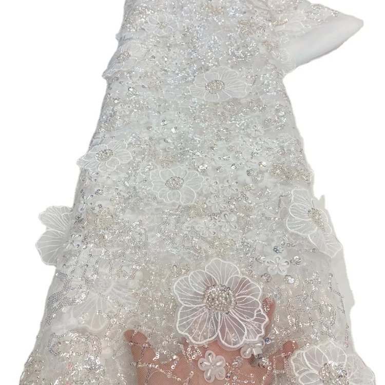 Wholesale New Design African Lace Fabric 2023 High Quality African White Lace Fabric For Party Dress