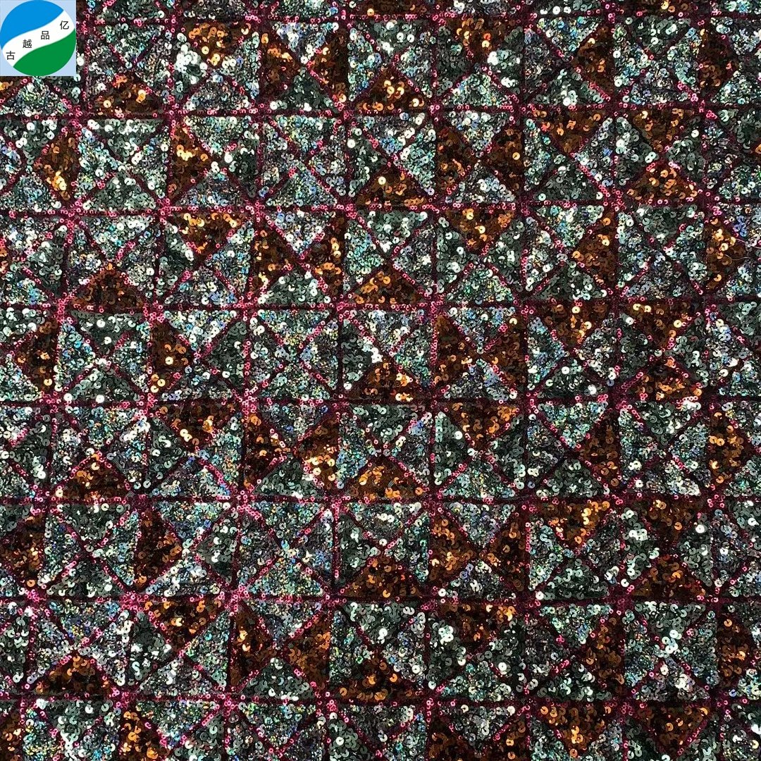 good selling big quantity 100% polyester fabric sequins embroidered stock fabric from shaoxing telas de china