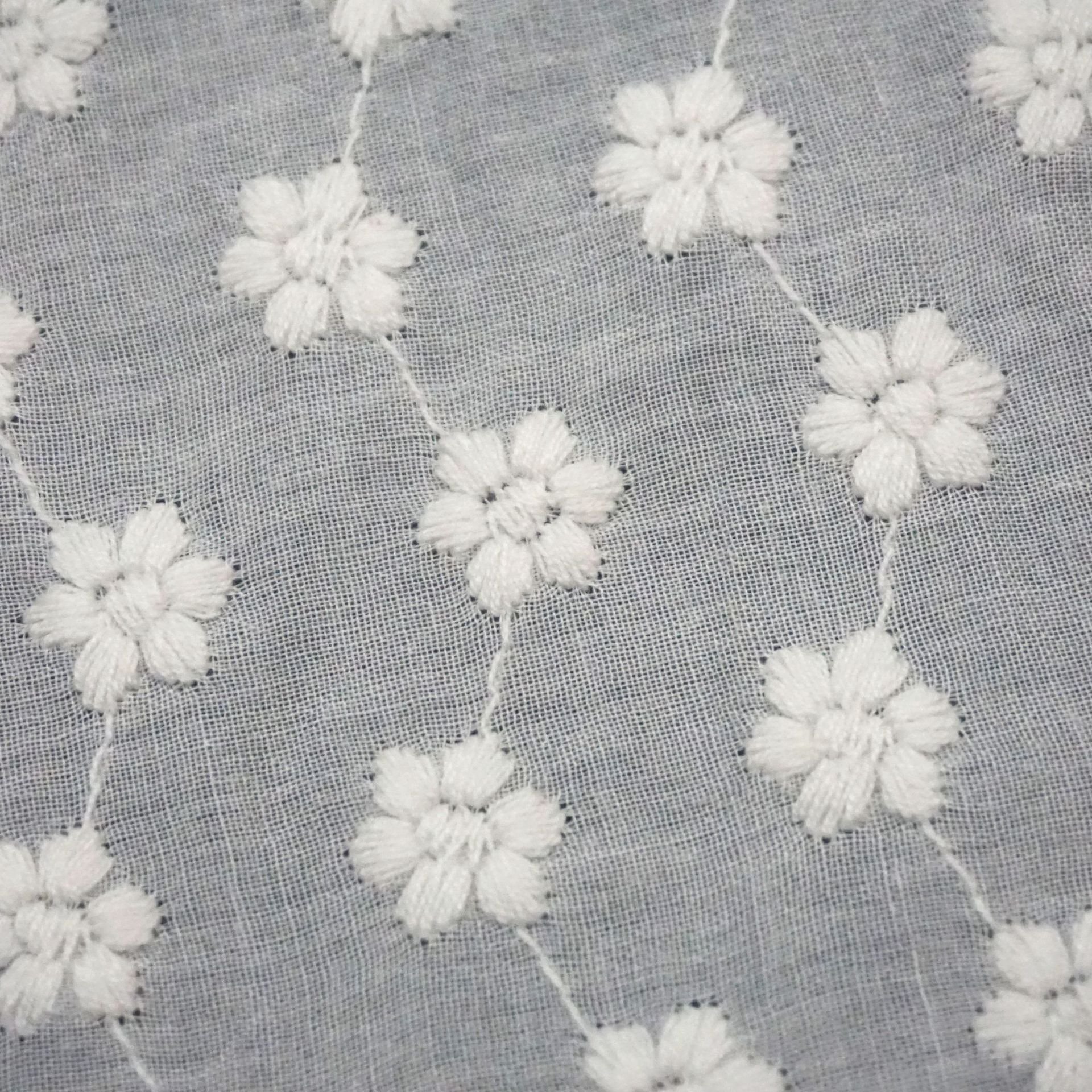 High Quality Wholesale Cotton Lace Fabric for Garments Embroidery Fabric 100% Cotton Sustainable Embroidered Lace 130CM Width