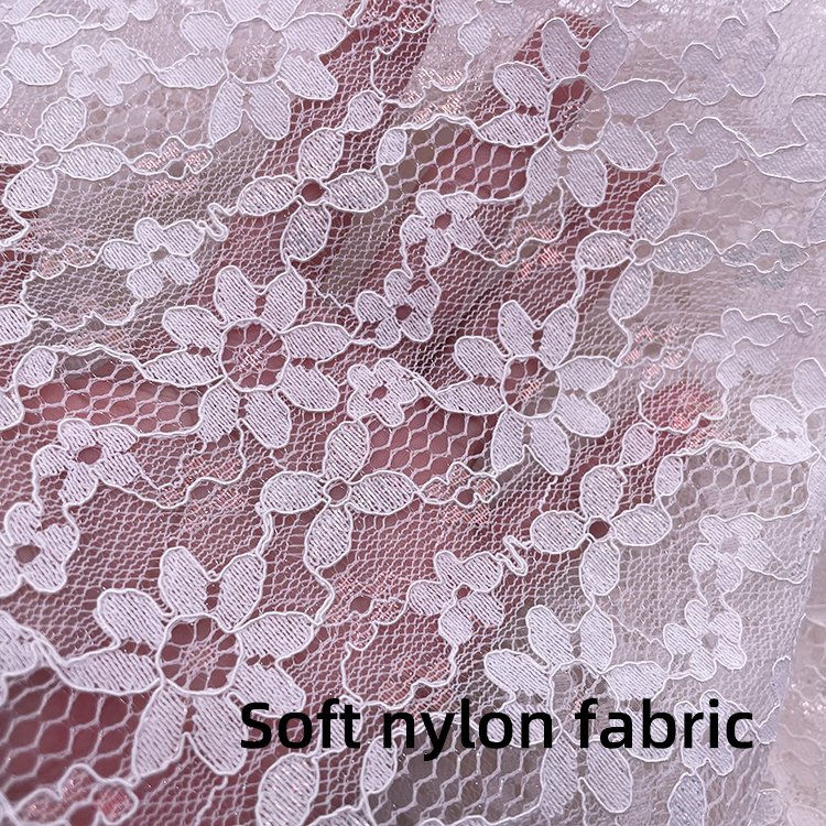 Wholesale China Flower Lace Fabric with Sequins Embroidery Nylon Tulle Apricot Net for Wedding Dresses Clothing Trim Decorations