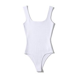 High Quality Women rib knitted stretch fabric square neck shape sleeveless womens one piece jumpsuits bodysuits