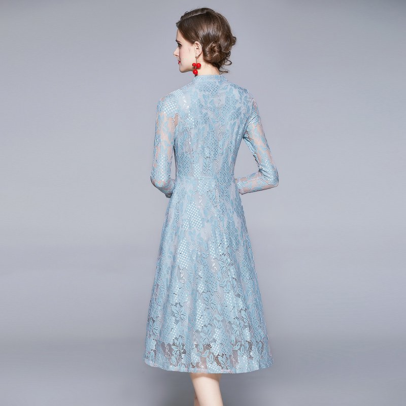 European station new slim temperament lace dress slimming and age-reducing mid-length skirt ZY8967073