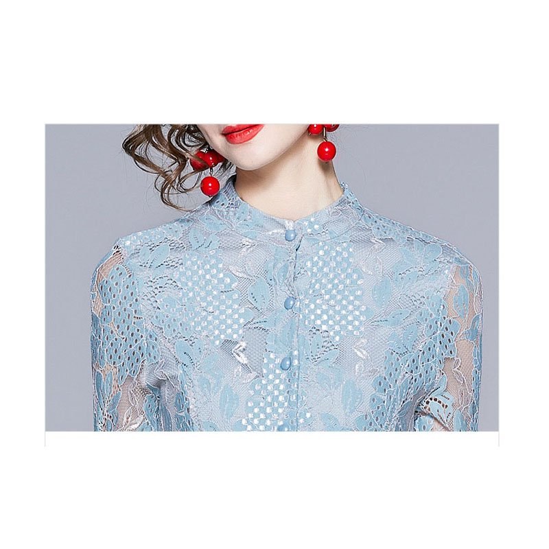 European station new slim temperament lace dress slimming and age-reducing mid-length skirt ZY8967073