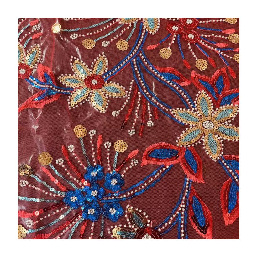 African embroidery fabric sugar glitter design with shiny sequins lace fabric for women dress
