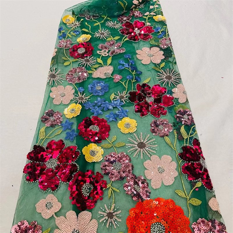 African embroidery fabric sugar glitter design with shiny sequins lace fabric for women dress
