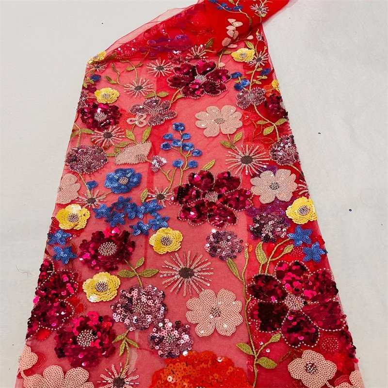 African embroidery fabric sugar glitter design with shiny sequins lace fabric for women dress