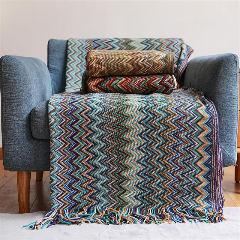 Bohemia Throw Blanket Acrylic Knitted Lightweight Blankets With Tassel Bed Plaid Throw For Couch Bedspread On The Bed Room Decor