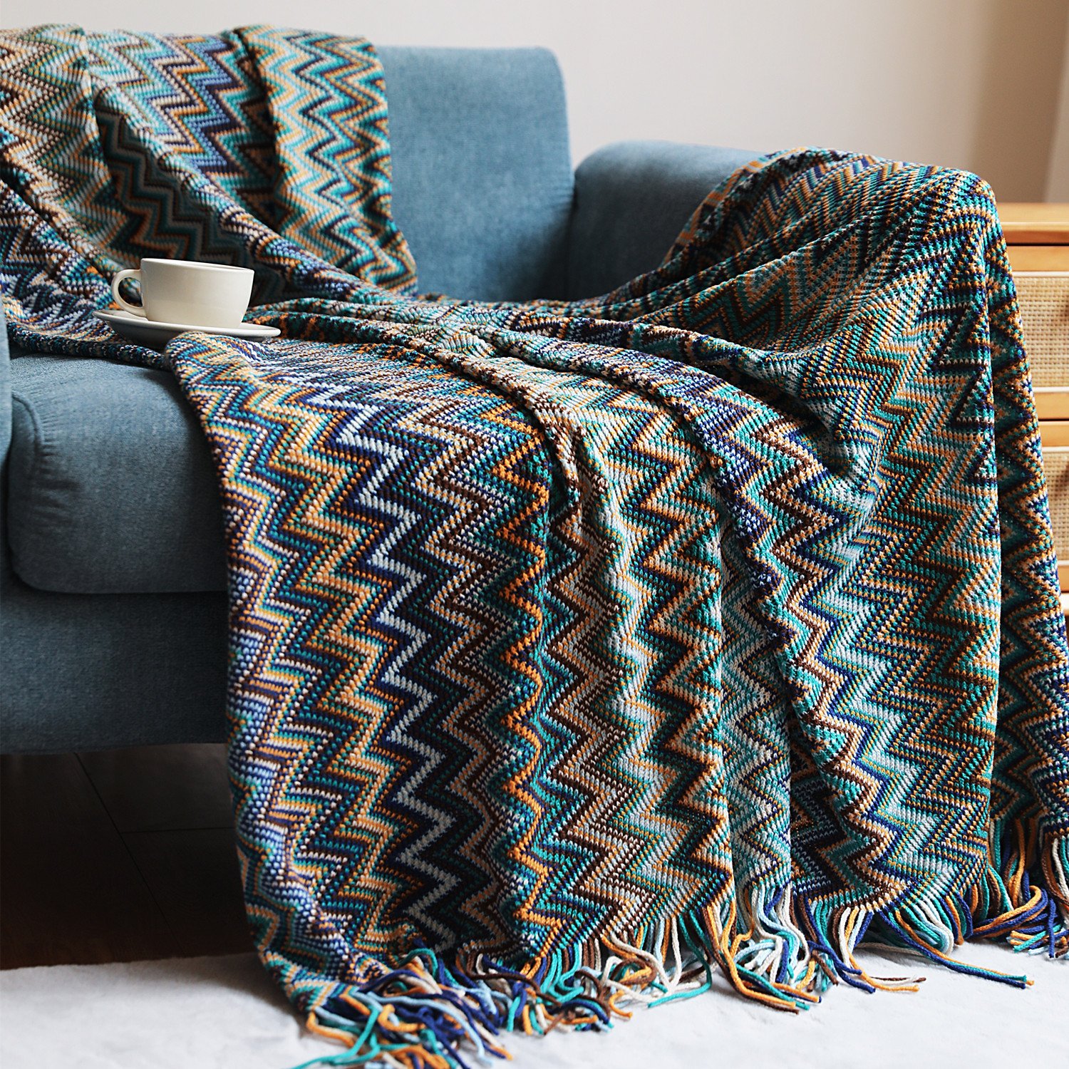 Bohemia Throw Blanket Acrylic Knitted Lightweight Blankets With Tassel Bed Plaid Throw For Couch Bedspread On The Bed Room Decor