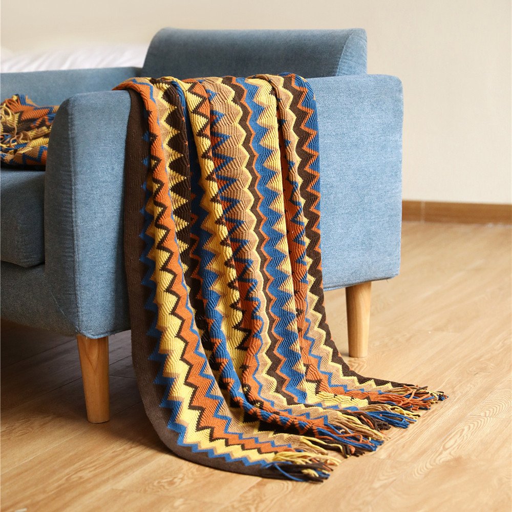Bohemia Throw Blanket Acrylic Knitted Lightweight Blankets With Tassel Bed Plaid Throw For Couch Bedspread On The Bed Room Decor