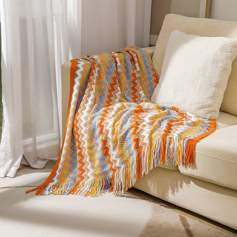 Bohemia Throw Blanket Acrylic Knitted Lightweight Blankets With Tassel Bed Plaid Throw For Couch Bedspread On The Bed Room Decor