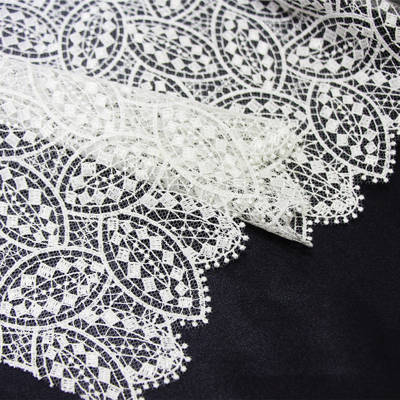 OEM non-stretch white lace dress fabrics lace fabric for wedding women clothing