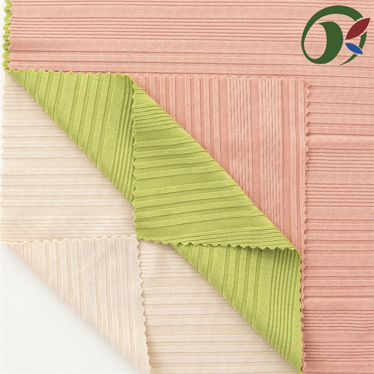 Wholesale ribbed knit stretch Trendy Irregular Pit Strips Fabrics 95% Polyester And 5% Spandex For Women Tank Top Garment