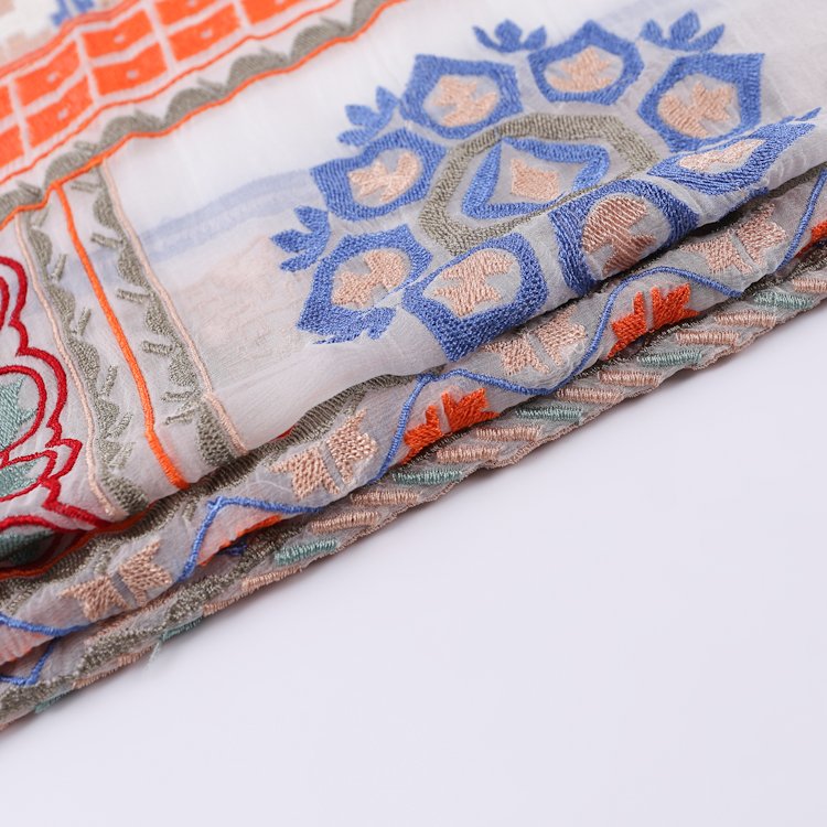 New design wholesale colour diversity dresses polyester embroidery fabric for clothing