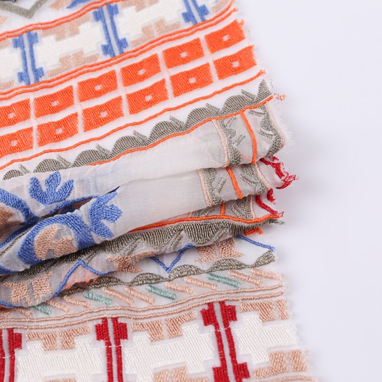 New design wholesale colour diversity dresses polyester embroidery fabric for clothing