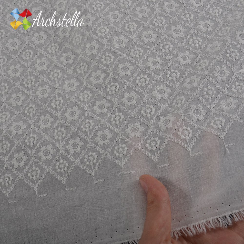 High Quality Light Weight 100% Cotton Embroidery Floral Cotton Fabric