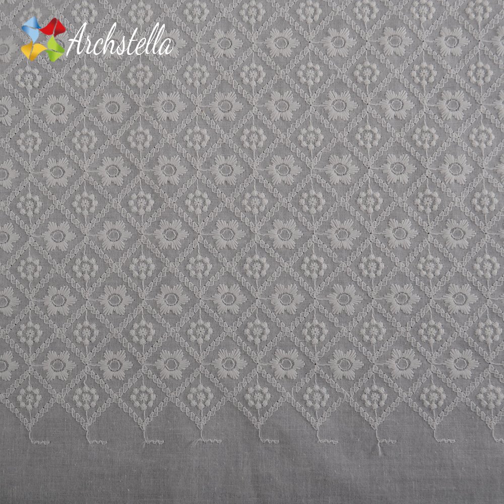 High Quality Light Weight 100% Cotton Embroidery Floral Cotton Fabric