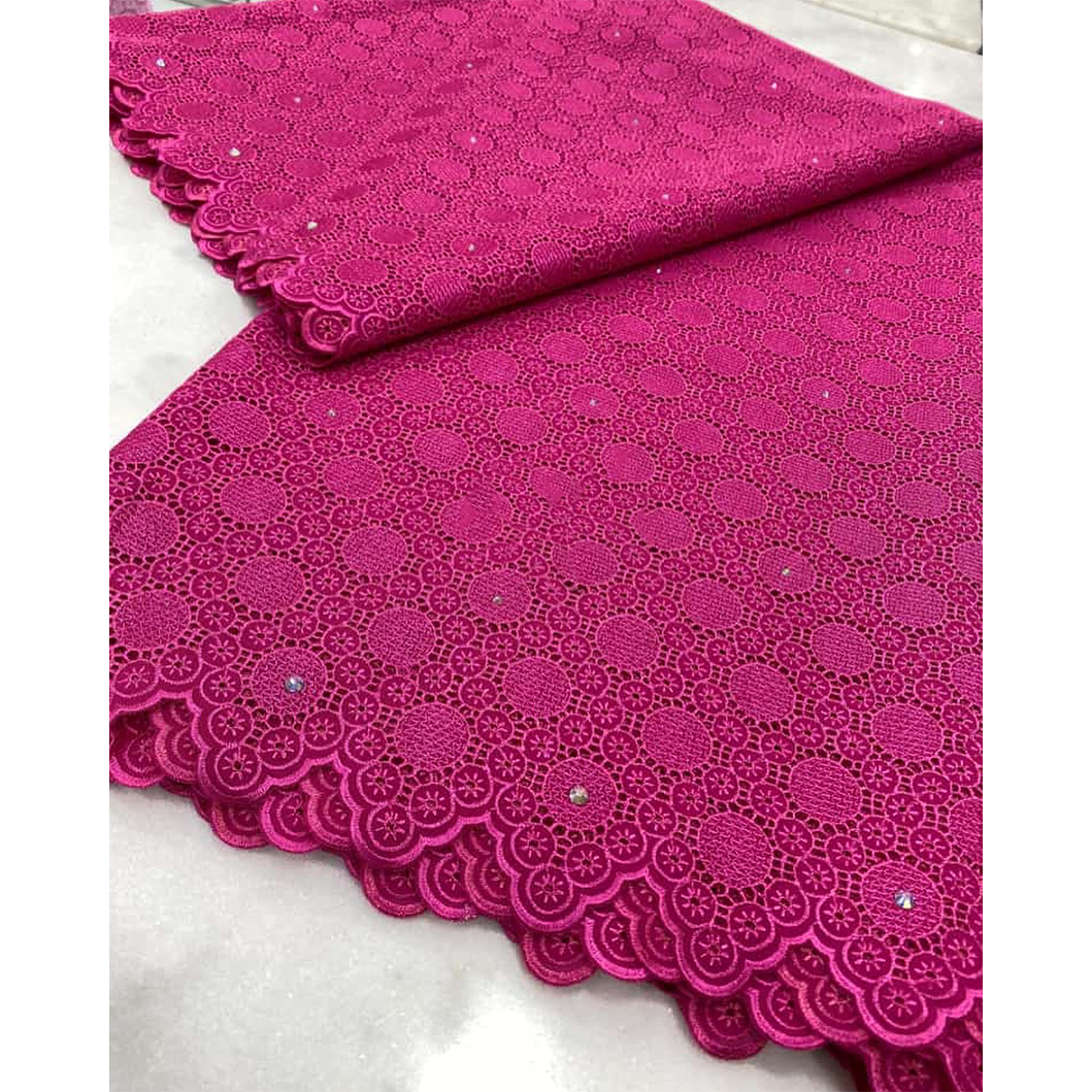 Wholesale Lace Fabric Pink Crystal Lace Embroidered Fabric With Beads For Women Garment