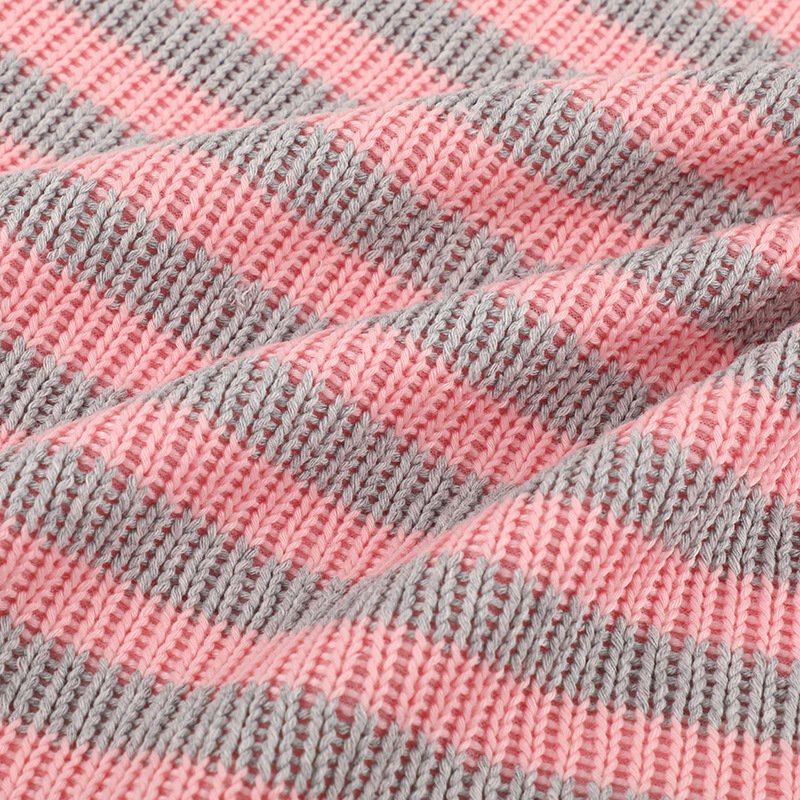 Women's 380g Home Textile Sweater Yarn-Dyed Double-Color Coarse Needle Cloth Knitted Rib Style