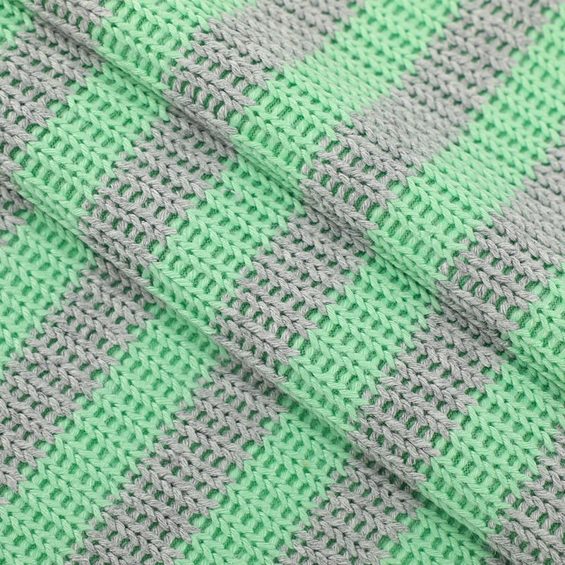Women's 380g Home Textile Sweater Yarn-Dyed Double-Color Coarse Needle Cloth Knitted Rib Style