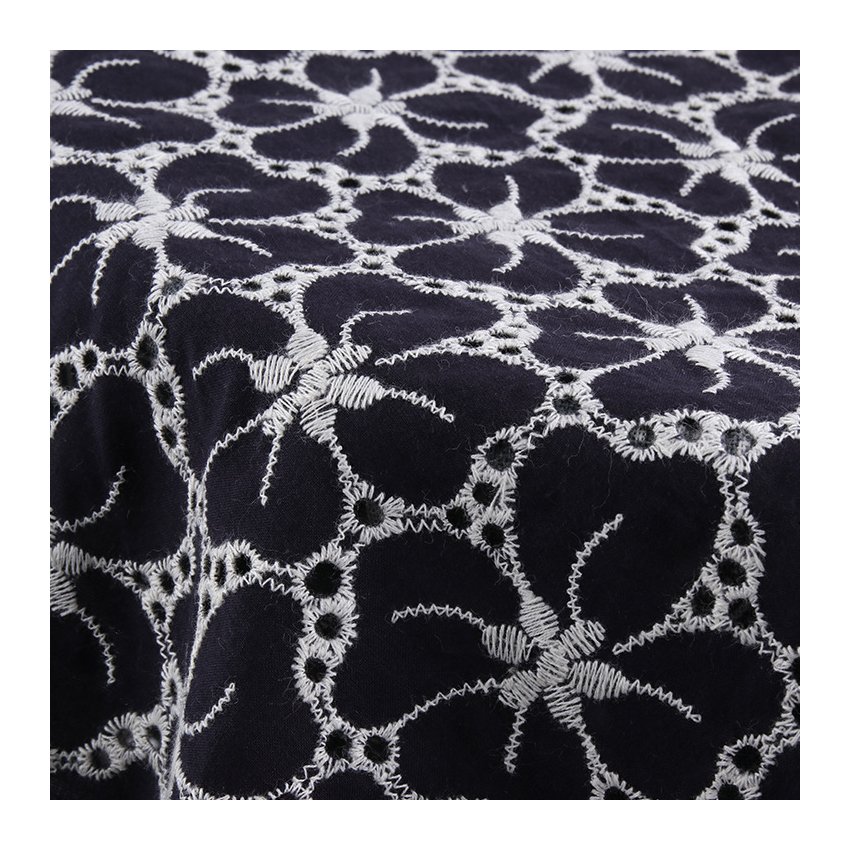 Embroidered 100% gauze cotton fabric crochet lace OEM small flower tissue embroidery fabric