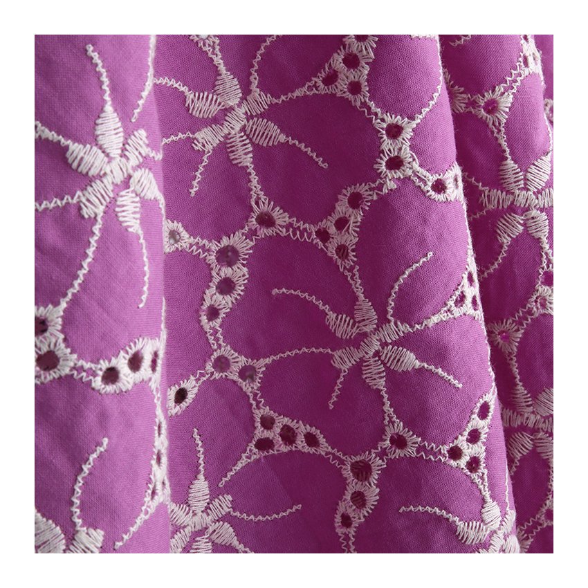 Embroidered 100% gauze cotton fabric crochet lace OEM small flower tissue embroidery fabric