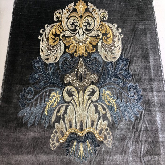 New embroidery sofa fabric expot to morocco embroidery fabric for sofa luxury sequins embroidery for hometextile