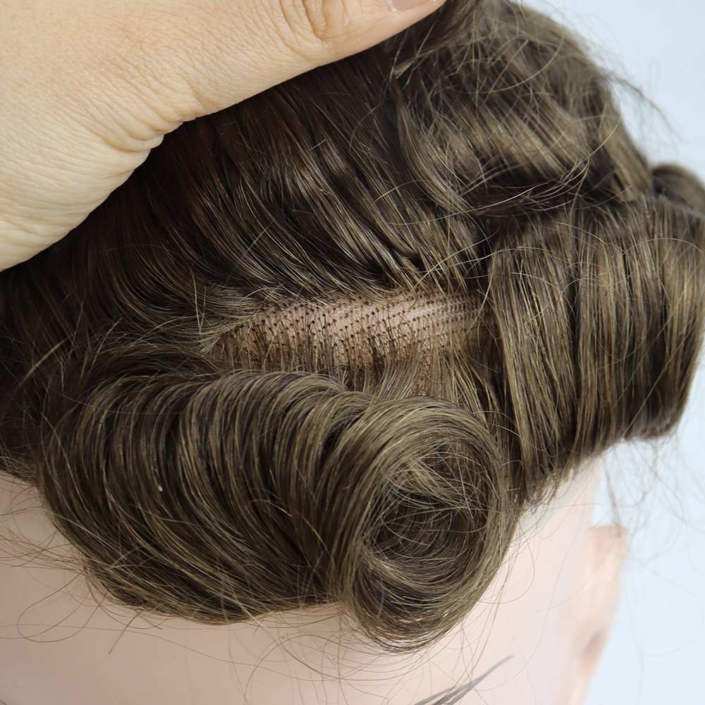 Australia Sale Toupee Men Soft Lace PU Base Wig For Men Natural Hairline Replacement System Unit For Men Male Hair Prosthesis