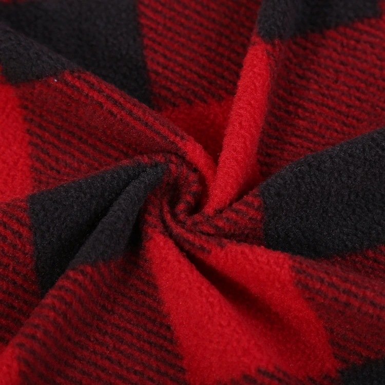 Hot sale 240gsm printed knitted plaid brushed single sided anti pilling polar fleece fabric for autumn and winter